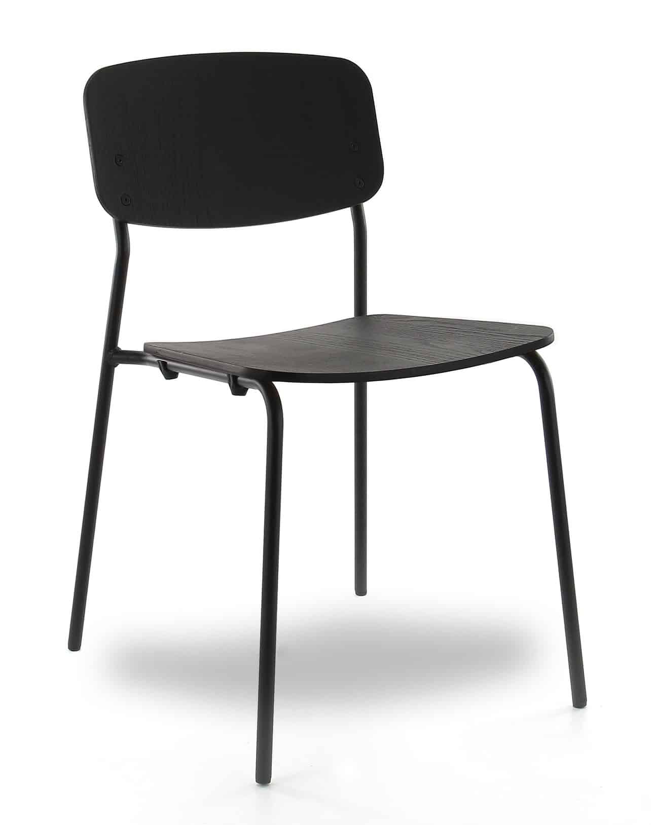 Kantinestoel Bb 4 Zwart Eiken Stapelbaar