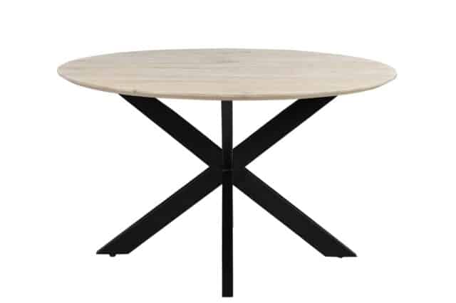 Vergadertafel 130 Cm Spinpoot En Deens Rond Naturel Blad