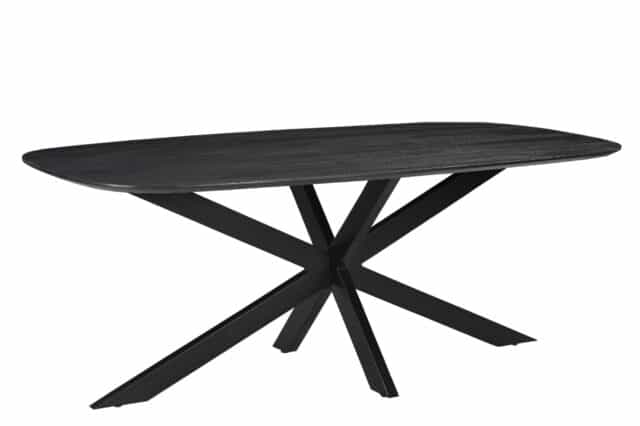 Vergadertafel 300 X 100 Cm Spinpoot En Deens Ovaal Zwart Blad